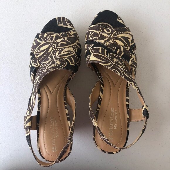 Naturalizer N5 Comfort Lulianna Coated Linen Slingback Cork Wedge Size 9M - Picture 6 of 15